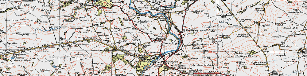Old map of Leazes Head in 1925