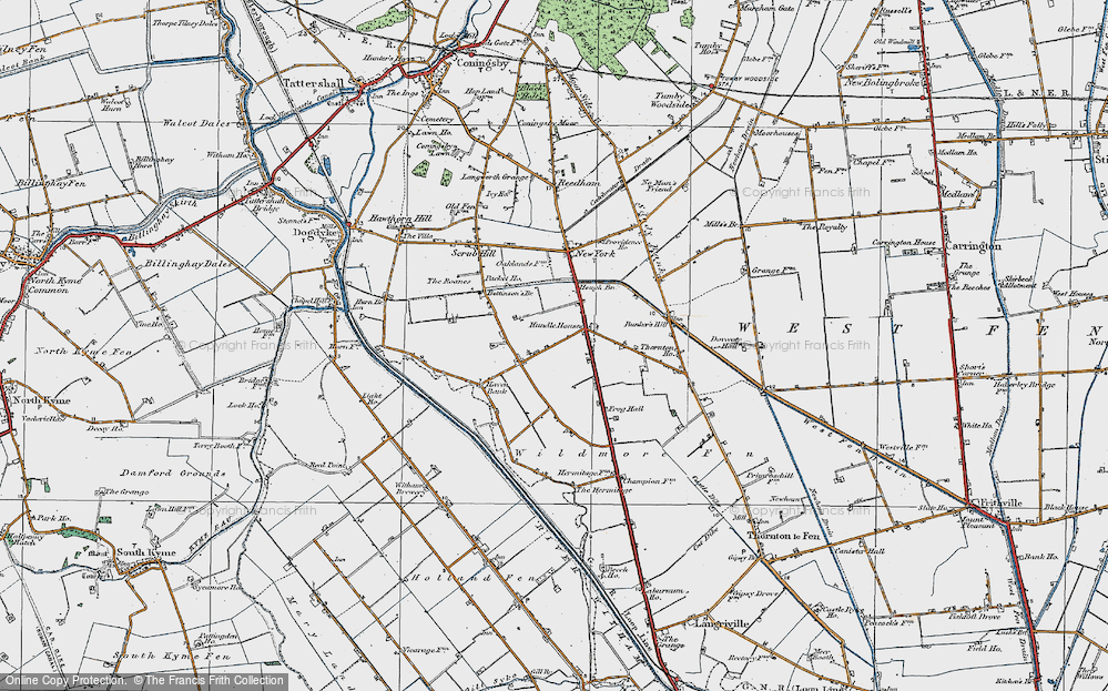 Old Map of Historic Map covering Wildmore Park in 1922