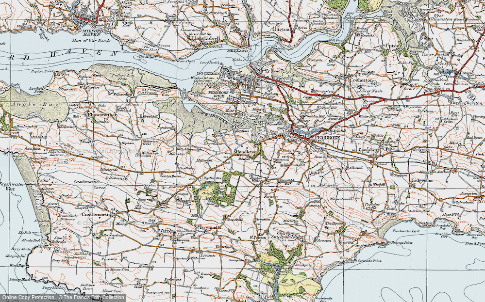 Old Map of Hundleton, 1922 in 1922