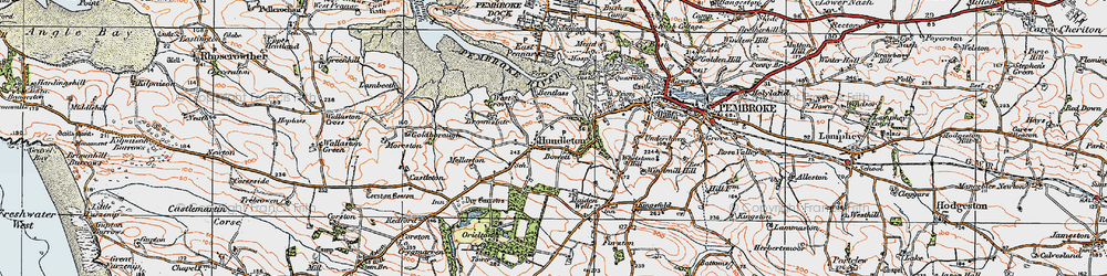 Old map of Hundleton in 1922
