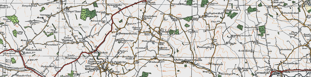 Old map of Hundon in 1921