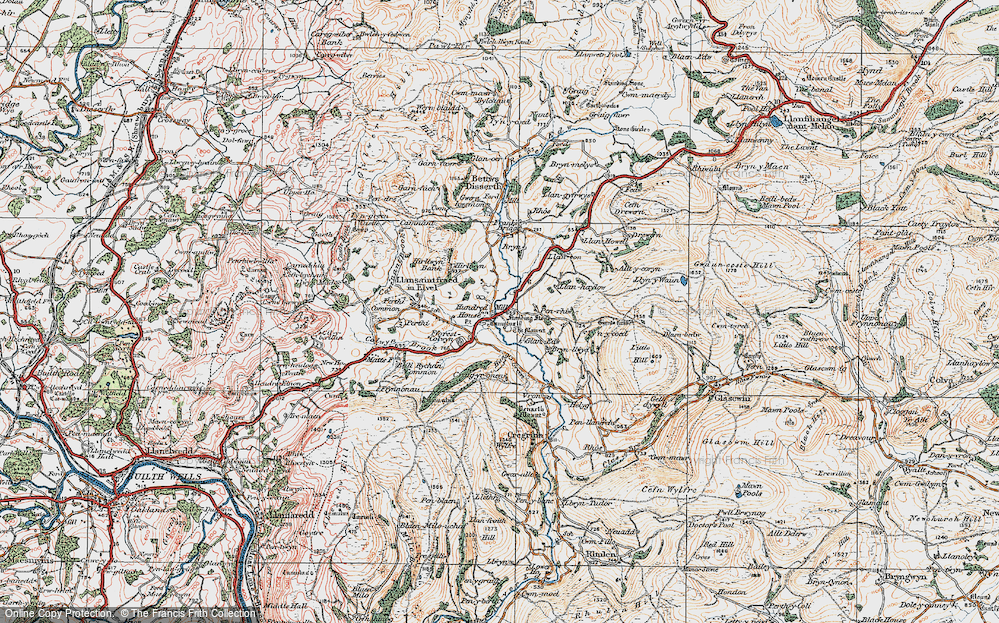 Old Map of Historic Map covering Bryn-sela in 1920