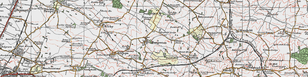 Old map of Hungarton in 1921