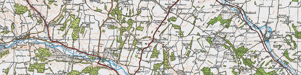 Old map of Hungerford Newtown in 1919