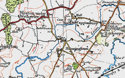 Old map of Hunningham in 1919