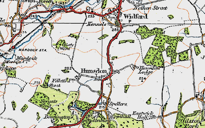 Old map of Hunsdon in 1919