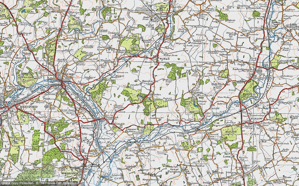 Old Map of Hunsdonbury, 1919 in 1919