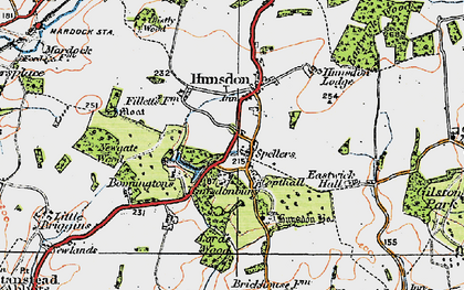 Old map of Bonningtons in 1919