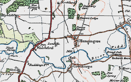 Old map of Hunsingore in 1925