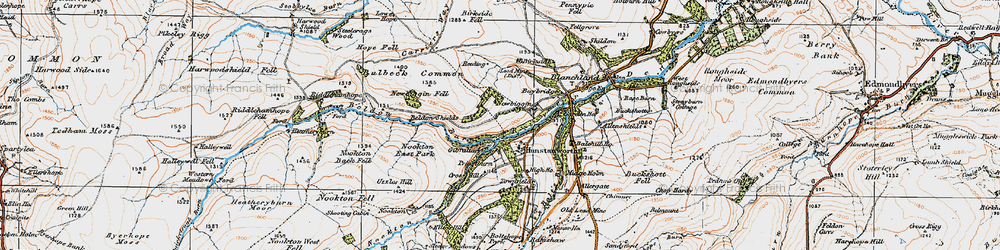 Old map of Hunstanworth in 1925
