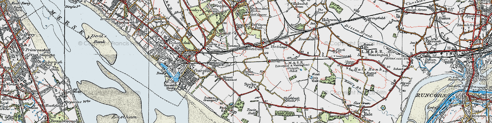 Old map of Hunt's Cross in 1924