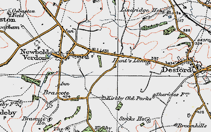 Old map of Hunt's Lane in 1921