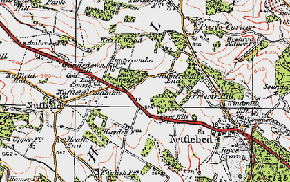 Old map of Huntercombe End in 1919