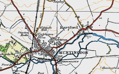 Old map of Huntingdon in 1919