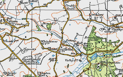Old map of Huntingfield in 1921
