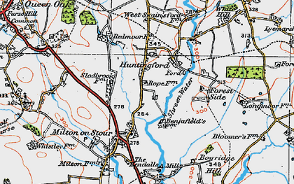 Old map of Huntingford in 1919
