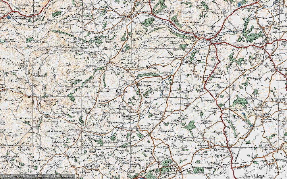 Old Map of Historic Map covering Llanarrow Cott in 1919