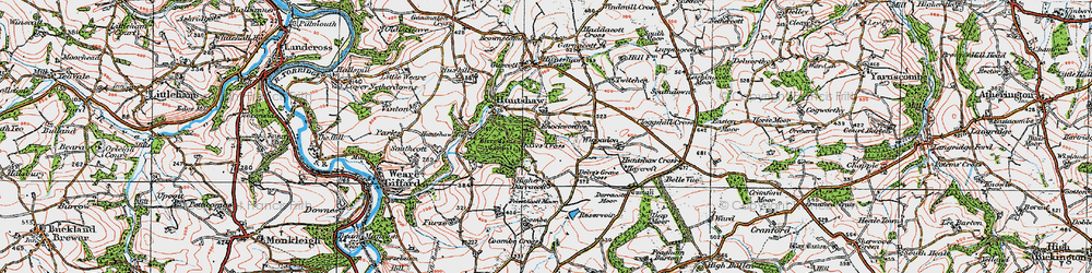 Old map of Huntshaw in 1919