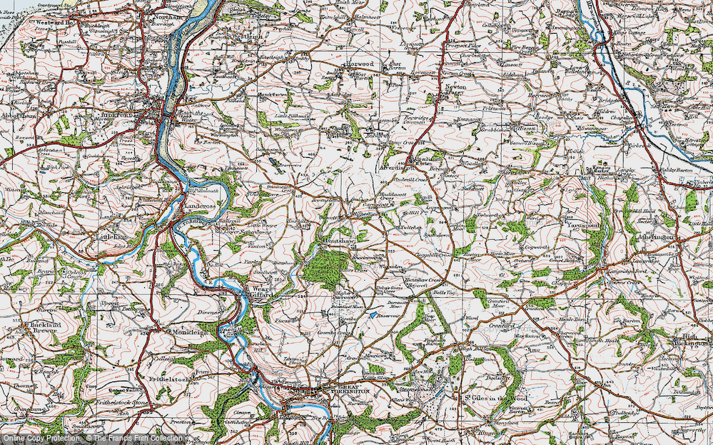 Old Map of Huntshaw Water, 1919 in 1919