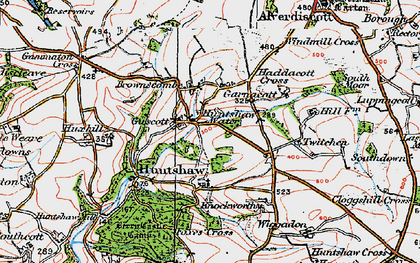 Old map of Huntshaw Water in 1919