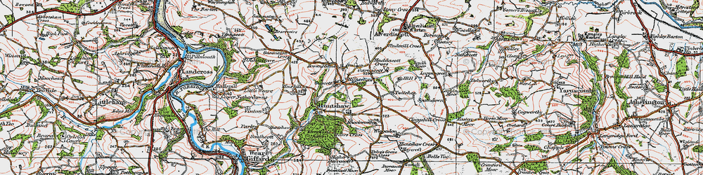 Old map of Huntshaw Water in 1919