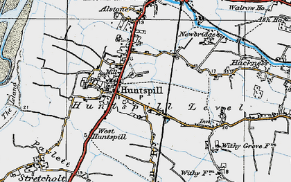 Old map of Huntspill in 1919