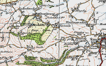 Old map of Huntstile in 1919