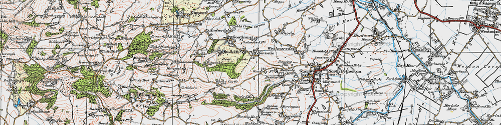 Old map of Huntstile in 1919