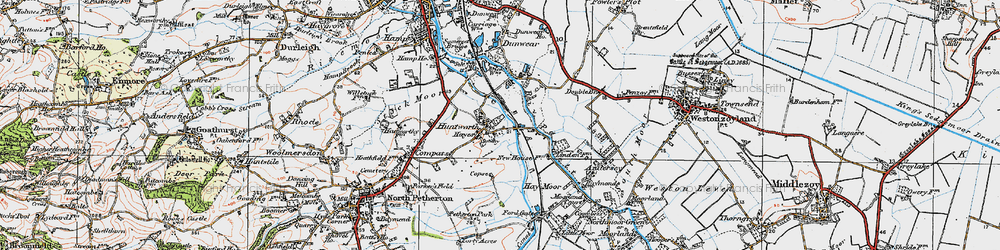 Old map of Huntworth in 1919