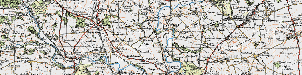 Old map of Binchester in 1925
