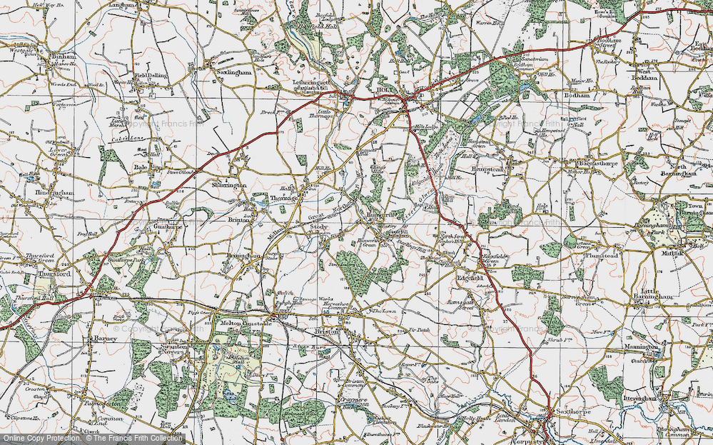 Old Map of Hunworth, 1921 in 1921