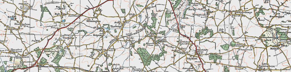 Old map of Hunworth in 1921