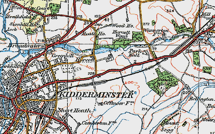 Old map of Hurcott in 1921