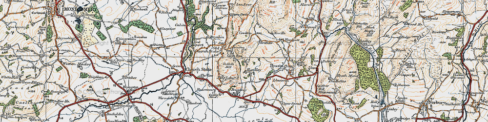 Old map of Hurdley in 1921