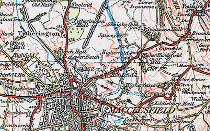 Old map of Hurdsfield in 1923