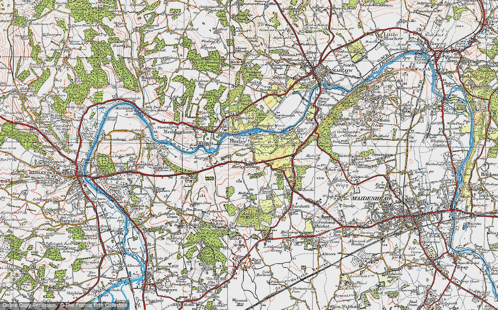 Old Map of Hurley Bottom, 1919 in 1919