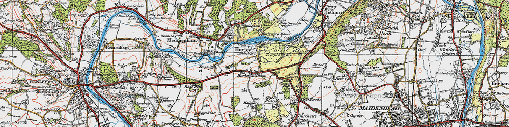 Old map of Hurley Bottom in 1919