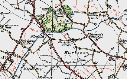 Old map of Hurlston Green in 1923