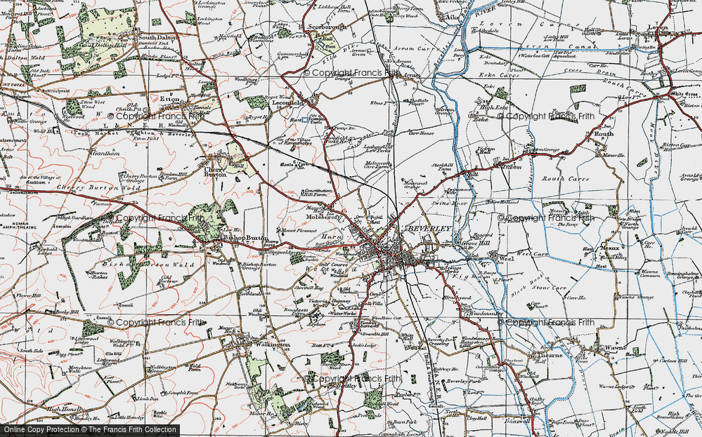 Old Map of Historic Map covering Burton Bushes in 1924