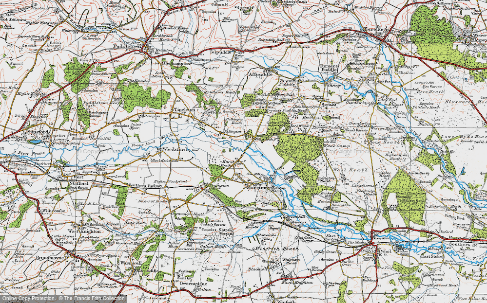 Old Map of Historic Map covering Bryants Puddle Heath in 1919