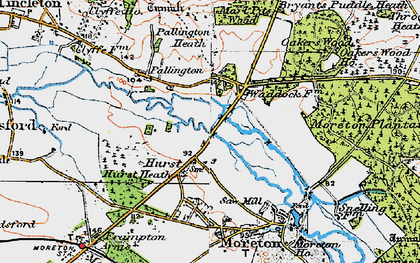 Old map of Bryants Puddle Heath in 1919