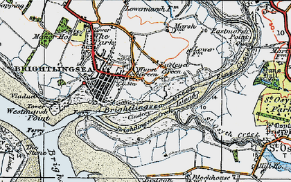 Old map of Brightlingsea Creek in 1921