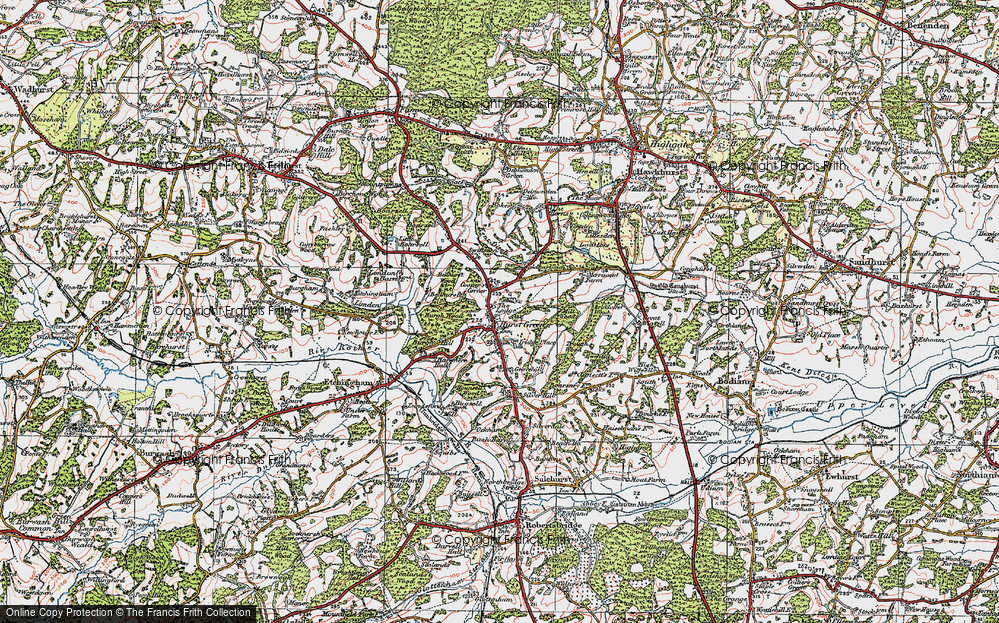 Old Map of Historic Map covering Swiftsden in 1921