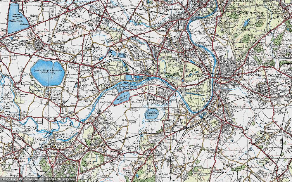 Old Map of Historic Map covering Bessborough Reservoir in 1920
