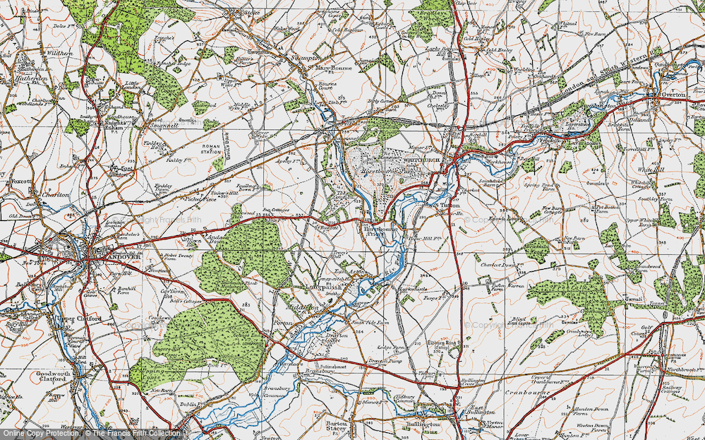 Old Map of Historic Map covering Hurstbourne Park in 1919