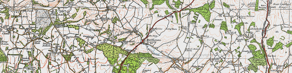 Old map of Hurstbourne Tarrant in 1919