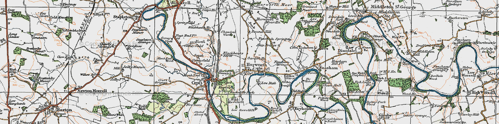 Old map of Hurworth-on-Tees in 1925
