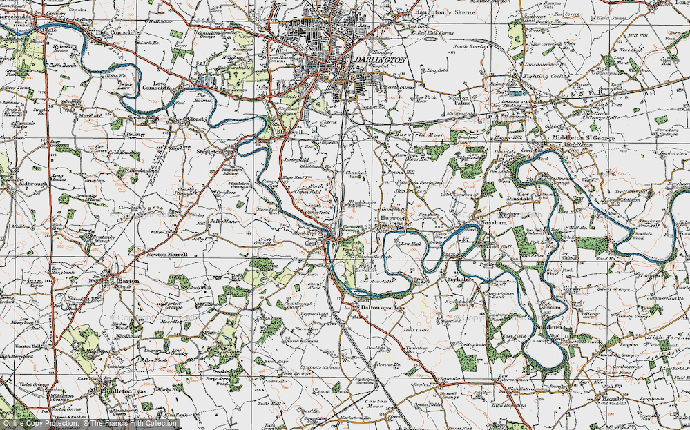 Old Map of Hurworth Place, 1925 in 1925