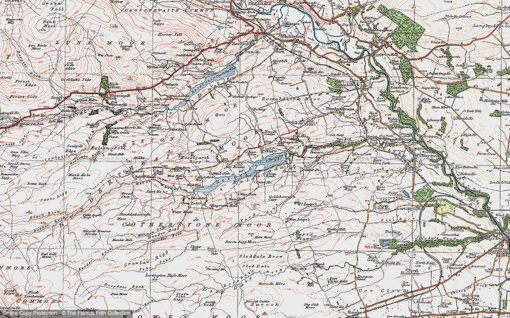 Old Map of Historic Map covering Baldersdale in 1925