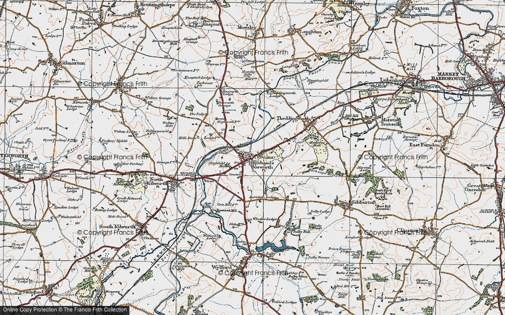 Old Map of Historic Map covering Bosworth Gorse in 1920